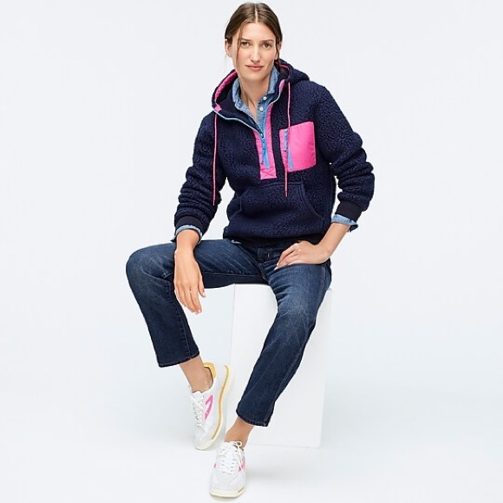 J. Crew polartec fleece Sherpa navy size small